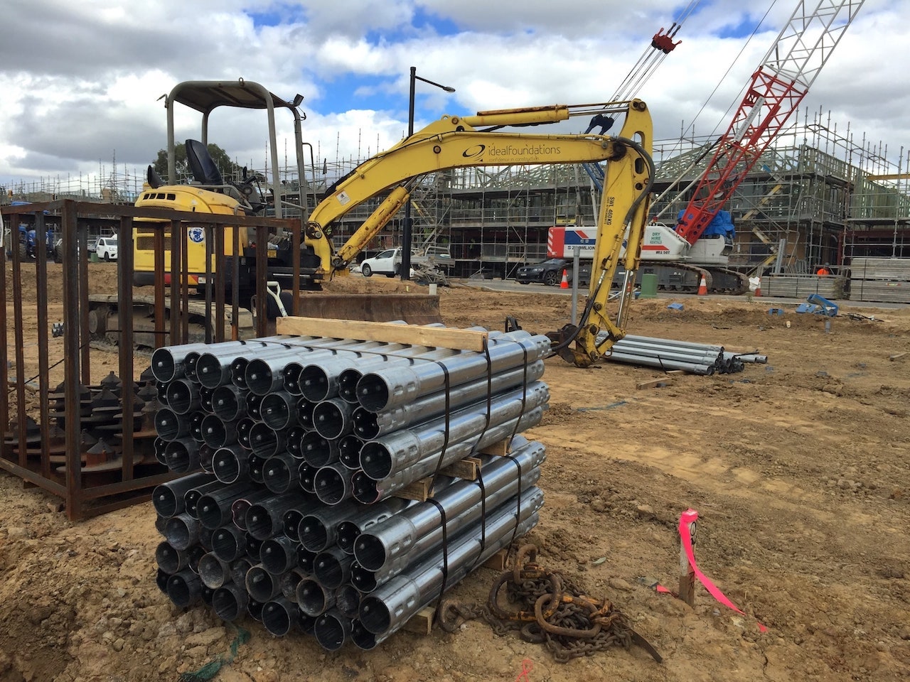 Ideal foundations screw piers being installed on Fairwater Development for Fraser Property
